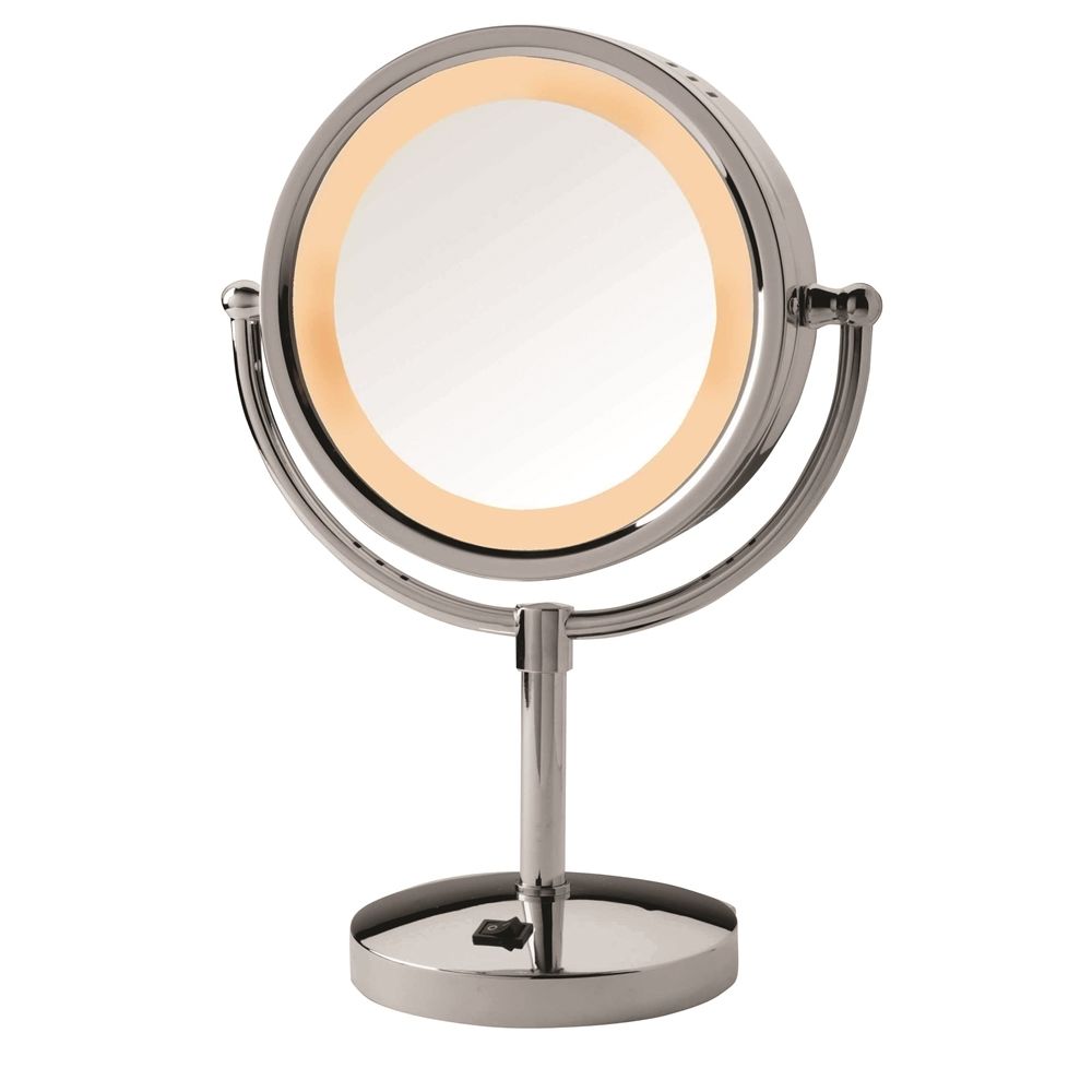 Jerdon® Halo Light® Vanity Mirror, Regular/5x Magnification, 8.5" Diameter, Chrome